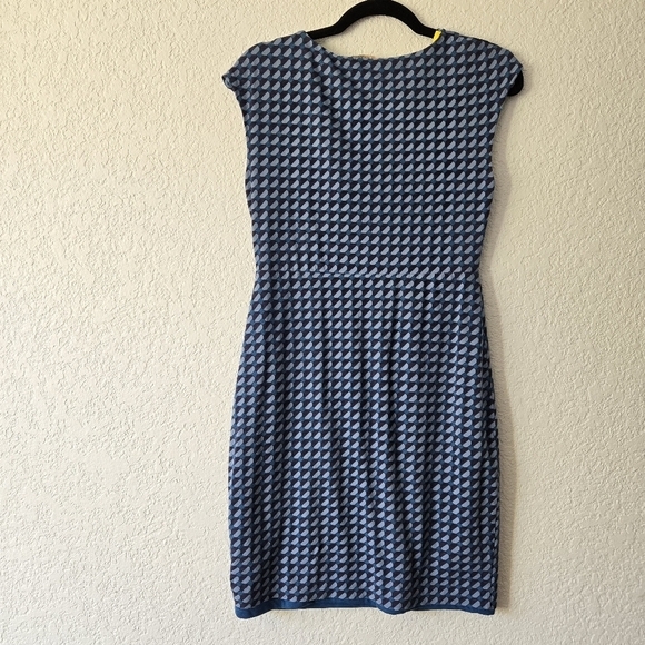 Boden 6R Cowl Neck Sheath Mini Dress Blue Geometric - Picture 4 of 8
